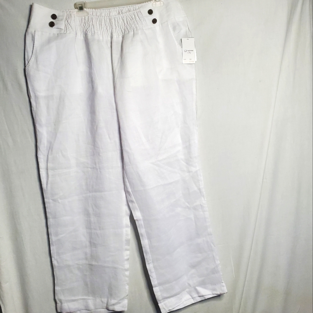 Giogiana by naji white sz 3x linen wide leg pants